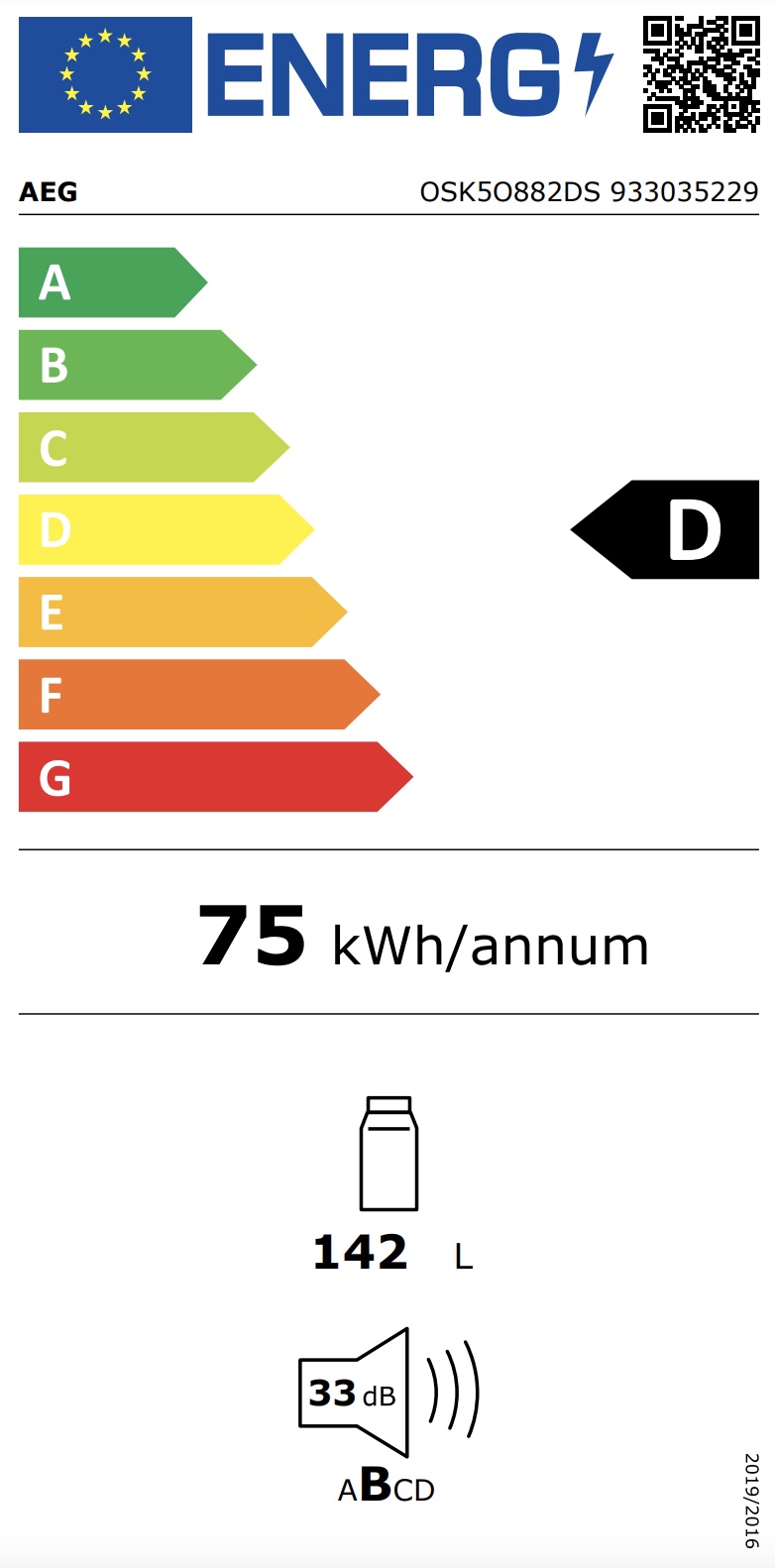 AEG OSK5O882DS 5000 koelkast zonder vriesvak - 88cm